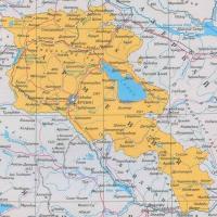 Armēnijas karte ar lielākajām Krievijas Armēnijas pilsētām satelītu karte tiešsaistē